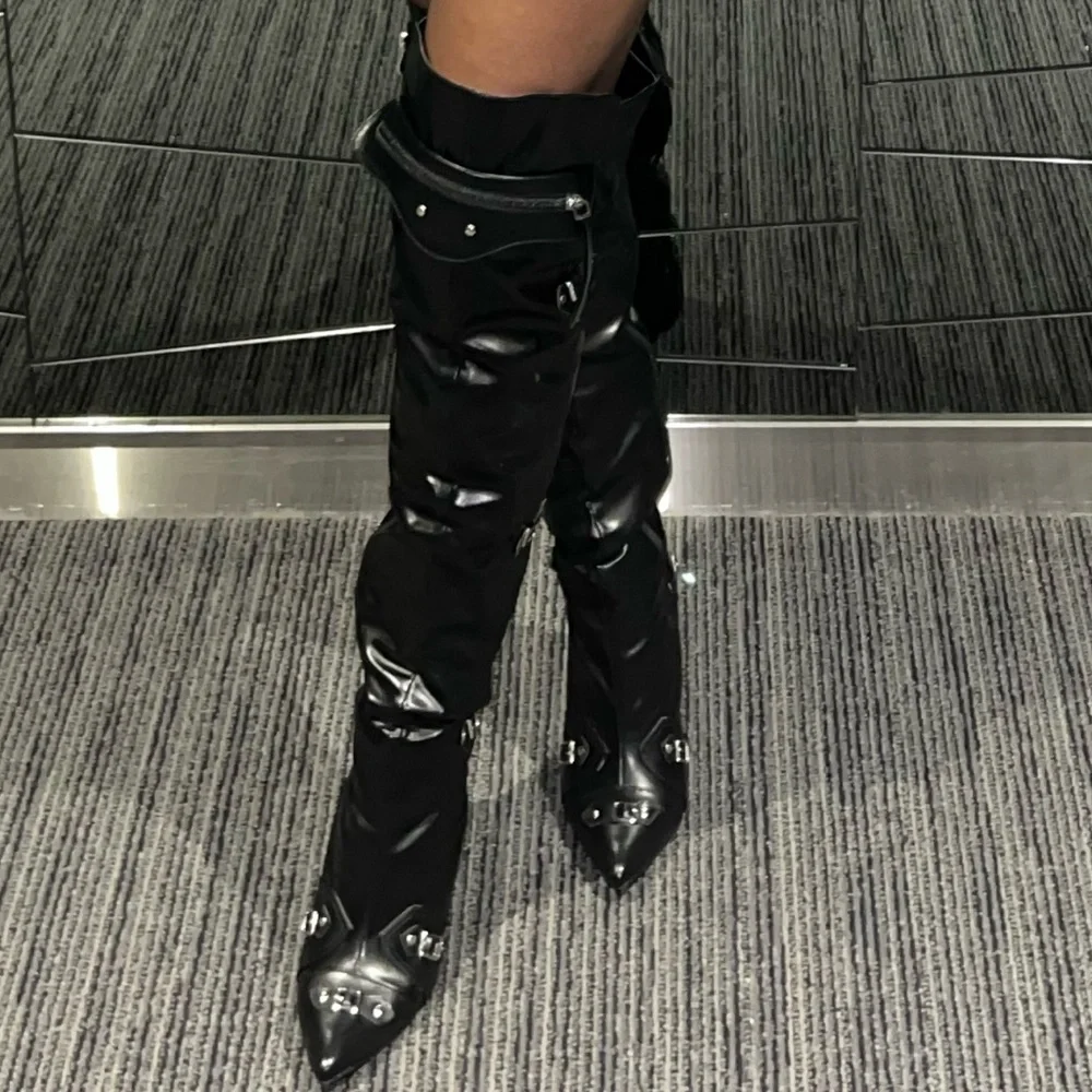 Faux leather , pointed toe over the knee boots - Picture 4 of 6